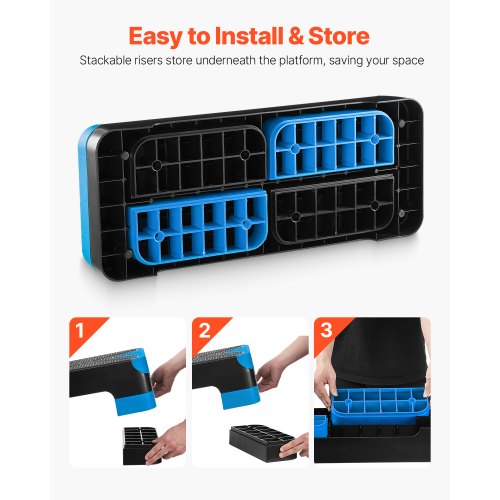Aerobic-Trainings-Stepper-Plattform, verstellbar, 4 Stufen, Blau | EU