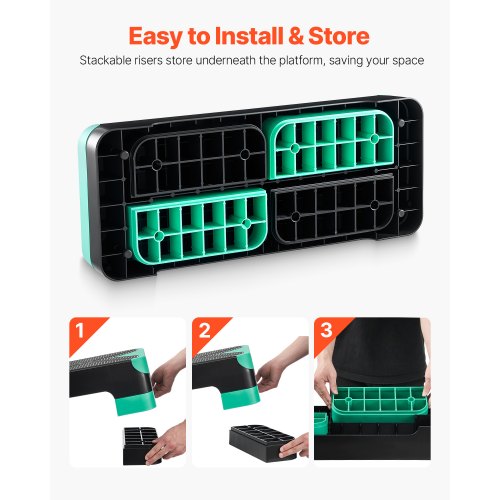 Aerobic-Trainings-Stepper-Plattform, verstellbar, 4 Stufen, Grün | EU