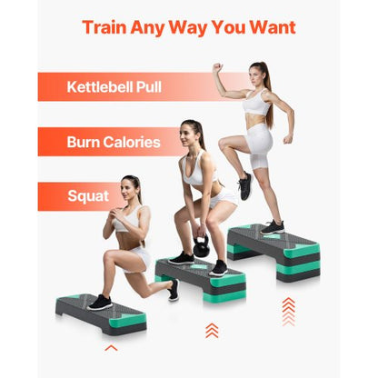 Aerobic-Trainings-Stepper-Plattform, verstellbar, 4 Stufen, Grün | EU