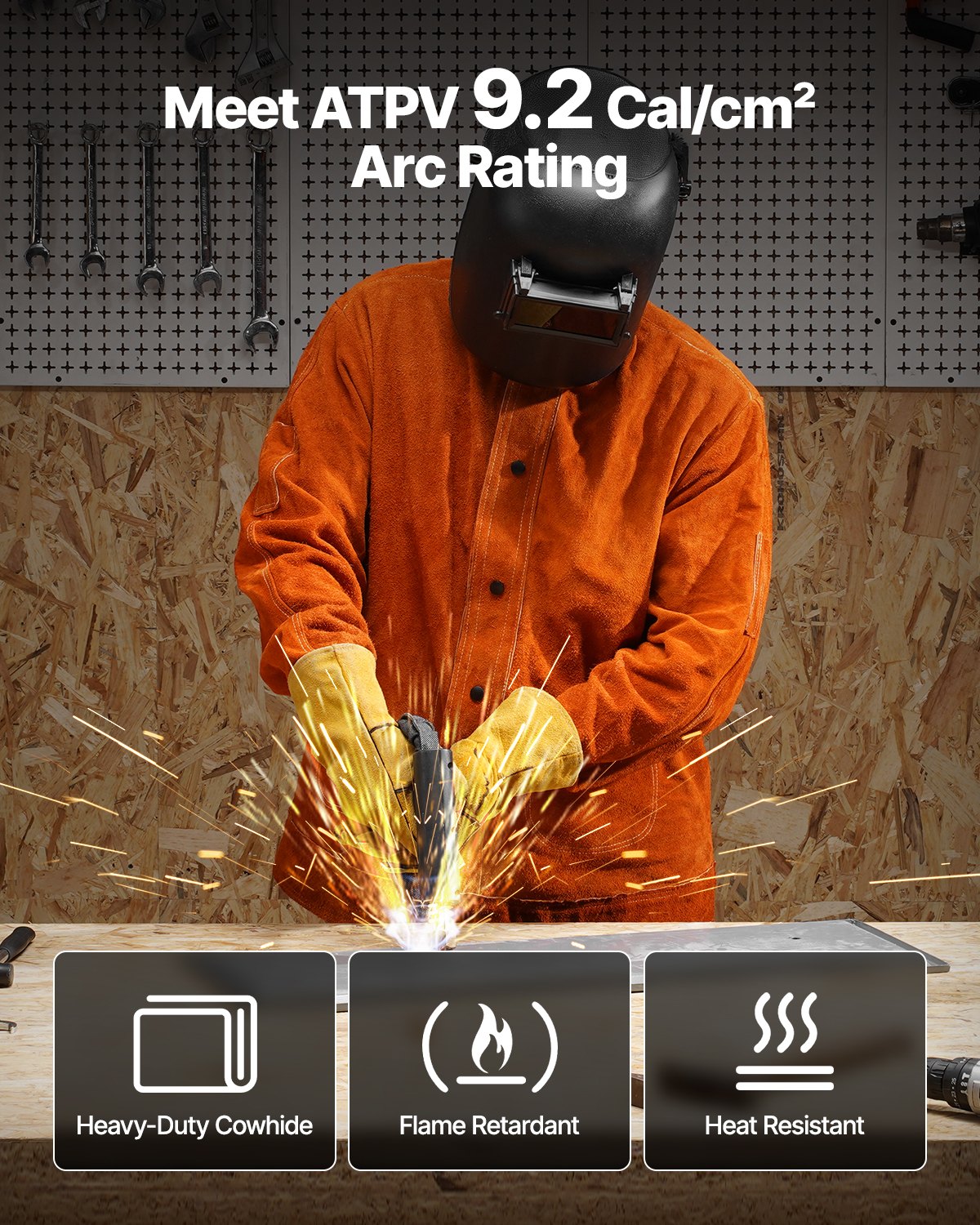 Flameproof welding jacket Heavy Duty leather welding jacket XL Size.