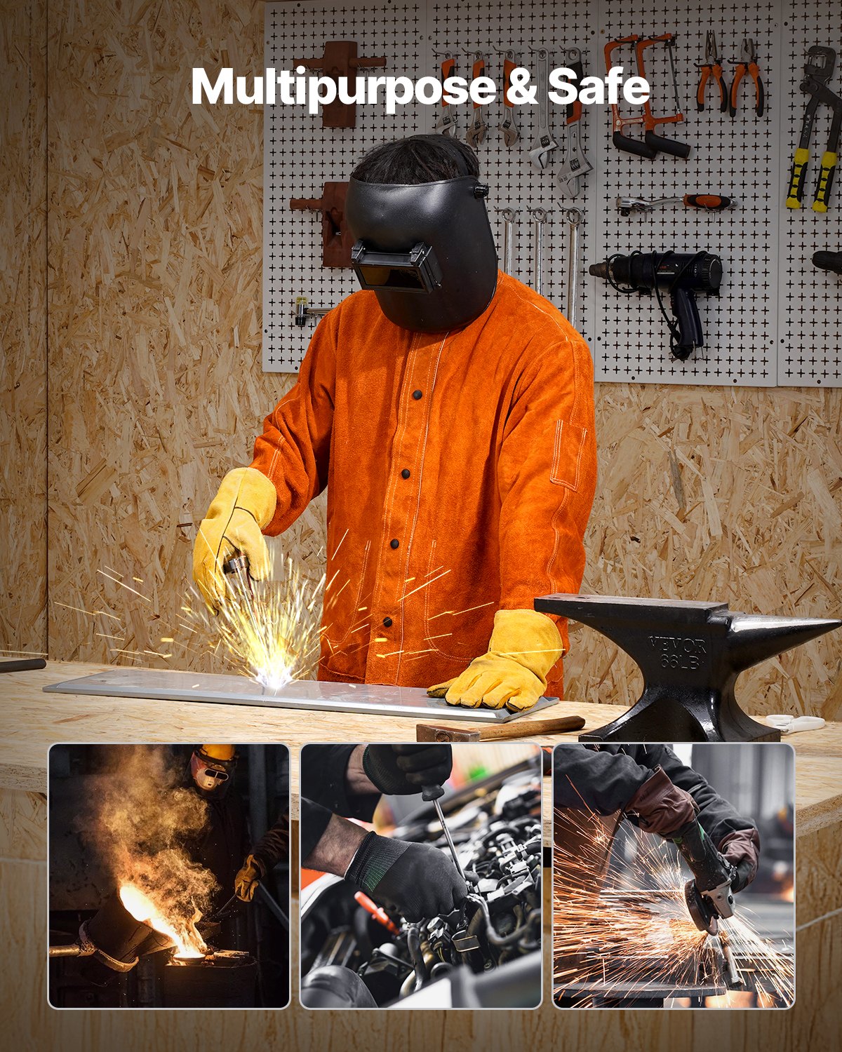 Flameproof welding jacket Heavy Duty leather welding jacket XL Size.