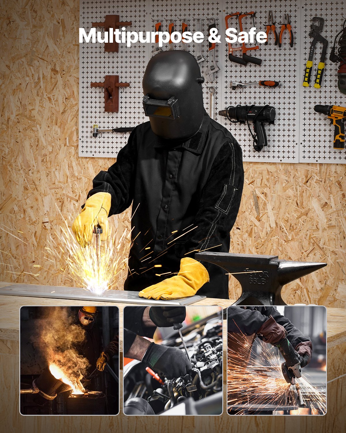 FR svetsjacka XXL storlek Heavy Duty kohudsläder & 9oz FR bomull