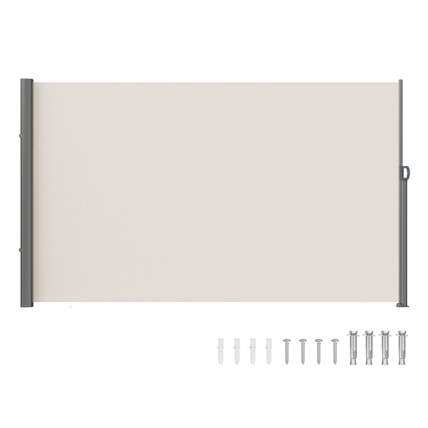 Infällbar sidomarkis, 63''x 118'' Outdoor Privacy Screen, 180g polyester Vattentät infällbar uteplatsskärm, UV 30+ rumsavdelare vindskärm för uteplats, bakgård, balkong, beige