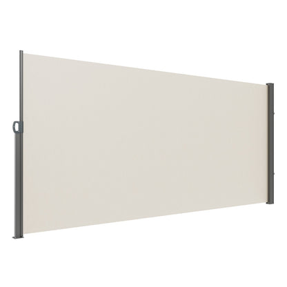 Infällbar sidomarkis, 63''x 118'' Outdoor Privacy Screen, 180g polyester Vattentät infällbar uteplatsskärm, UV 30+ rumsavdelare vindskärm för uteplats, bakgård, balkong, beige
