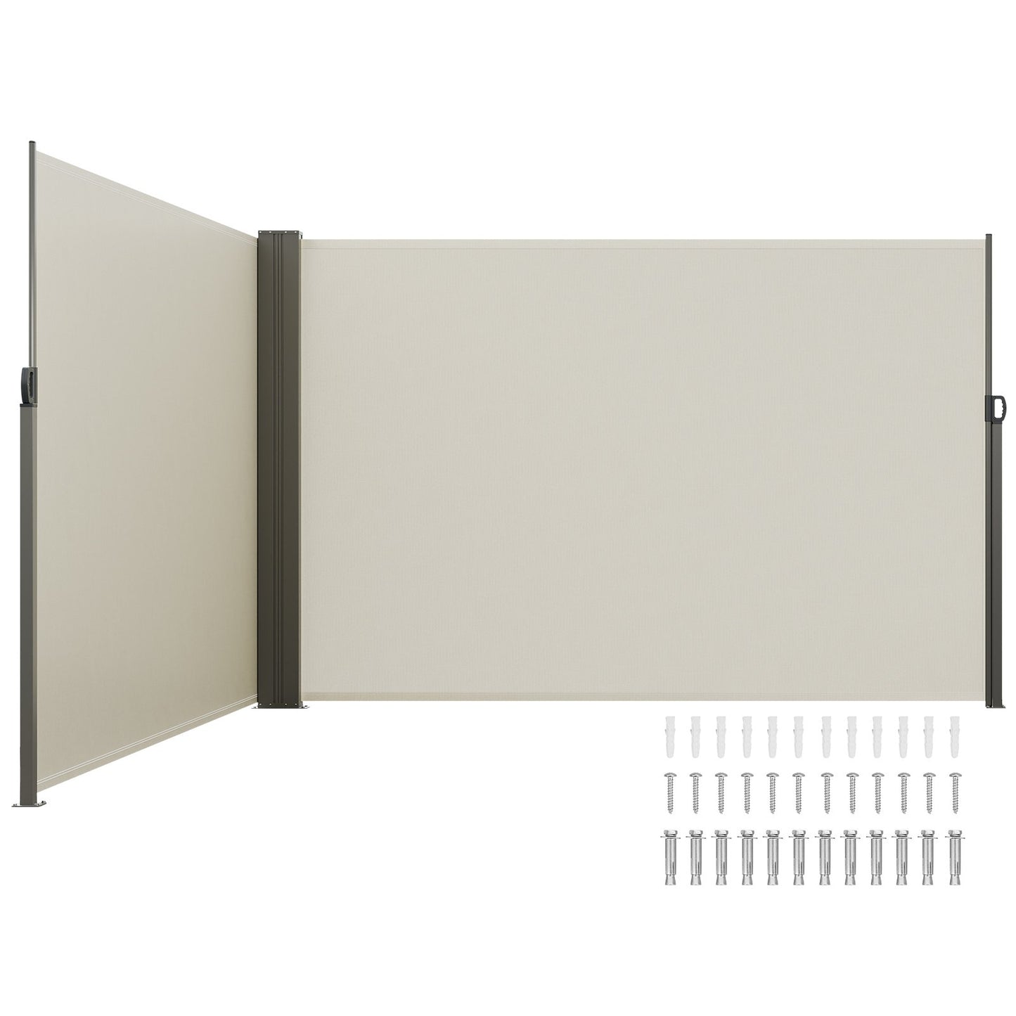Infällbar sidomarkis, 79''x 236'' Outdoor Privacy Screen, 180g polyester Vattentät infällbar uteplatsskärm, UV 30+ rumsavdelare vindskärm för uteplats, bakgård, balkong, beige