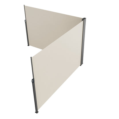 Infällbar sidomarkis, 79''x 236'' Outdoor Privacy Screen, 180g polyester Vattentät infällbar uteplatsskärm, UV 30+ rumsavdelare vindskärm för uteplats, bakgård, balkong, beige