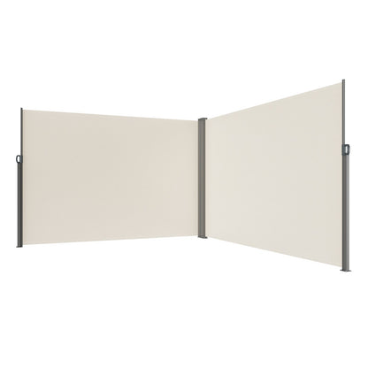 Infällbar sidomarkis, 79''x 236'' Outdoor Privacy Screen, 180g polyester Vattentät infällbar uteplatsskärm, UV 30+ rumsavdelare vindskärm för uteplats, bakgård, balkong, beige