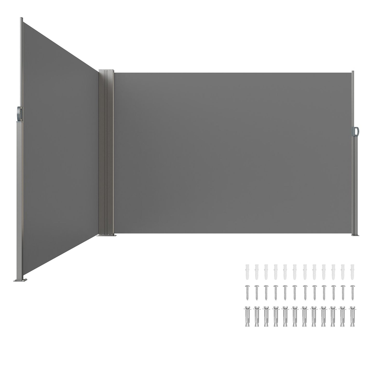 Infällbar sidomarkis, 79''x 236'' Outdoor Privacy Screen, 180g polyester Vattentät infällbar uteplatsskärm, UV 30+ rumsavdelare vindskärm för uteplats, bakgård, balkong, grå