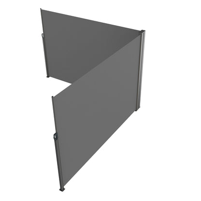 Infällbar sidomarkis, 79''x 236'' Outdoor Privacy Screen, 180g polyester Vattentät infällbar uteplatsskärm, UV 30+ rumsavdelare vindskärm för uteplats, bakgård, balkong, grå