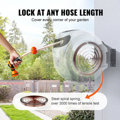 Retractable Hose Reel Water Hose Reel 84'x5/8" 180° Swivel Wall-Mounted