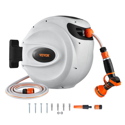 Schlauchtrommel, einziehbare Schlauchtrommel, Wasserschlauchtrommel, 115'x1/2" 180° drehbar, Wandmontage