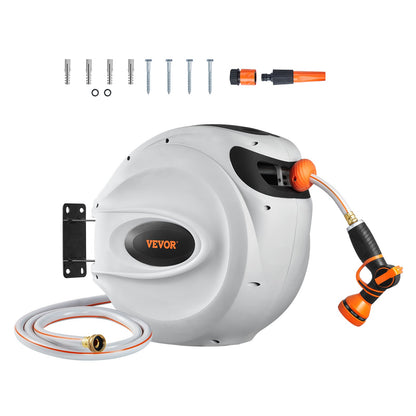 Infällbar trädgårdsslangrulle 1/2 tum x 131,23 fot väggmonterad slangrulle