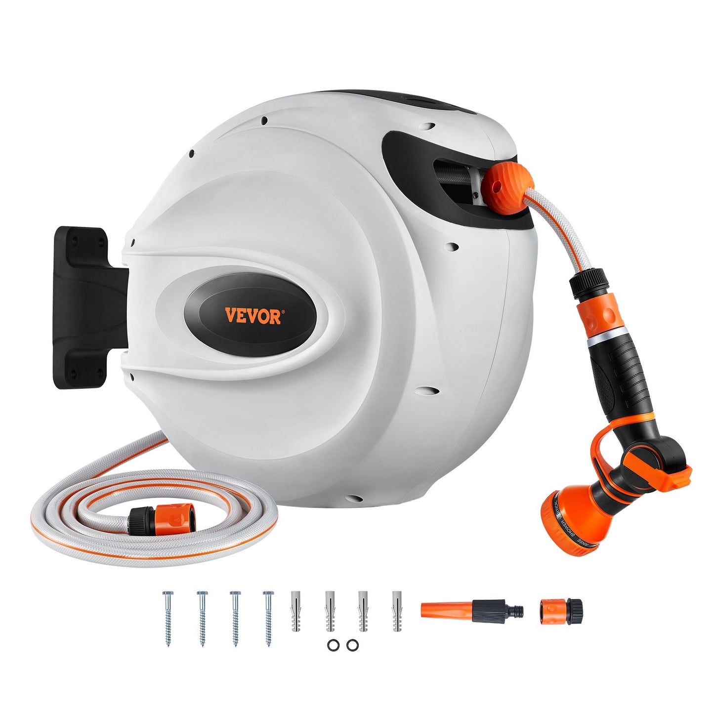 Infällbar trädgårdsslangrulle 1/2 tum x 98,43 fot väggmonterad slangrulle