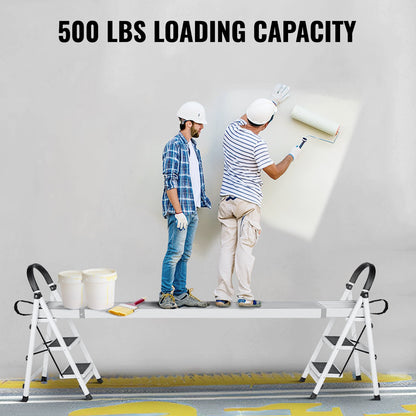 Telescoping Aluminum Work Plank, 9-15 Feet 500lbs Capacity, 12.5 inch Width Aluminum Scaffold Plank,Extension Staging Plank with Skid-Proof Platform Scaffold Ladder Accessory