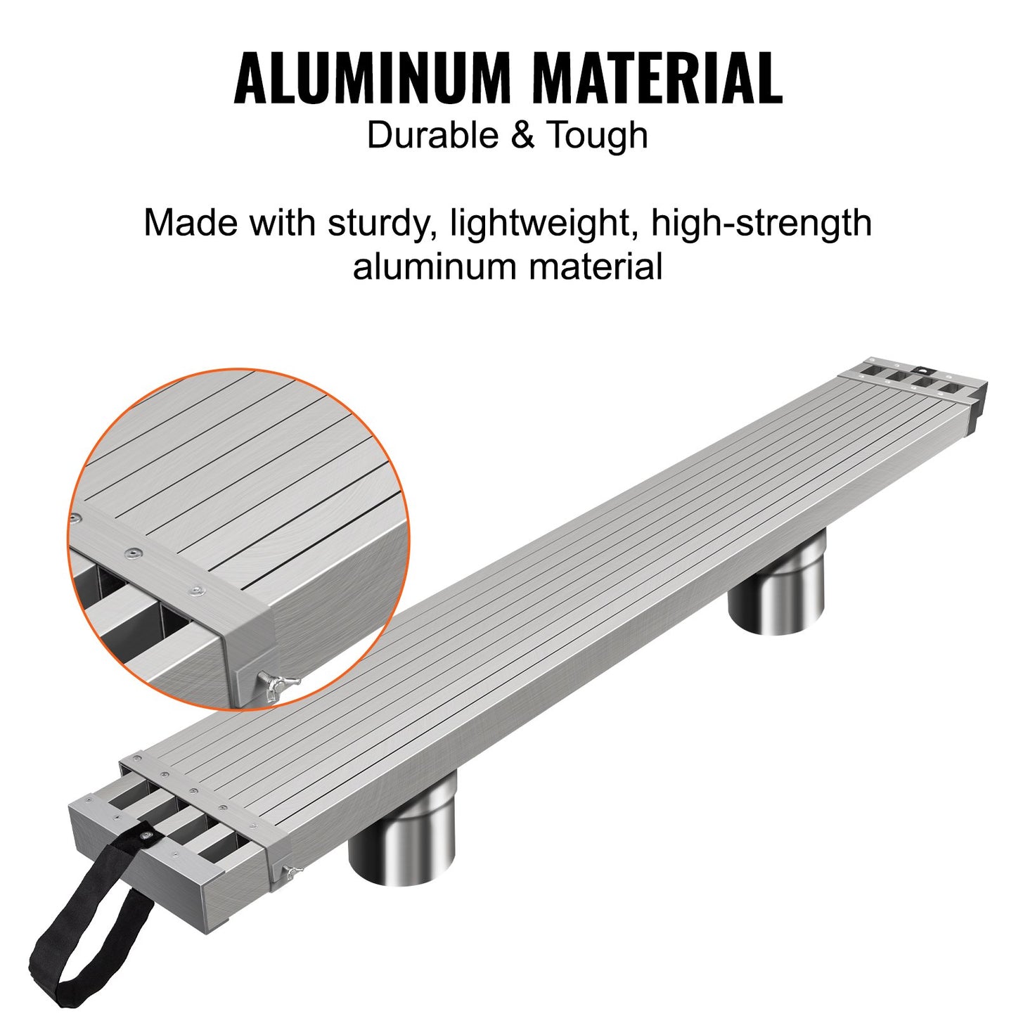 Telescoping Aluminum Work Plank, 9-15 Feet 500lbs Capacity, 12.5 inch Width Aluminum Scaffold Plank,Extension Staging Plank with Skid-Proof Platform Scaffold Ladder Accessory
