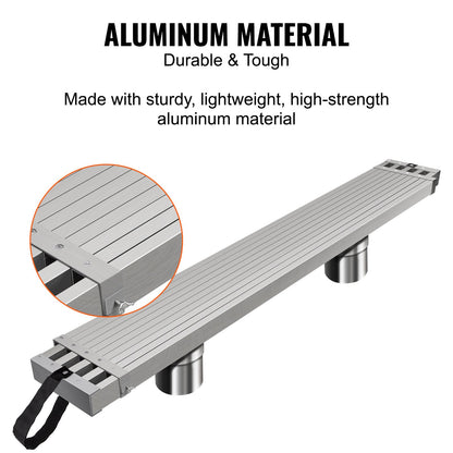 Telescoping Aluminum Work Plank, 9-15 Feet 500lbs Capacity, 12.5 inch Width Aluminum Scaffold Plank,Extension Staging Plank with Skid-Proof Platform Scaffold Ladder Accessory
