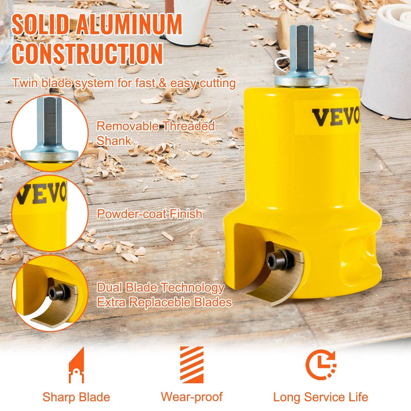 Tenon Cutter, 1"/25.4mm & 1.5"/38mm & 2"/50.8mm, Premium Aluminum & Steel Log Furniture Cutter, with Dual Curved Blades & Button Screws Home Master Kit, Commercial Starter’s Tool for Home DIY