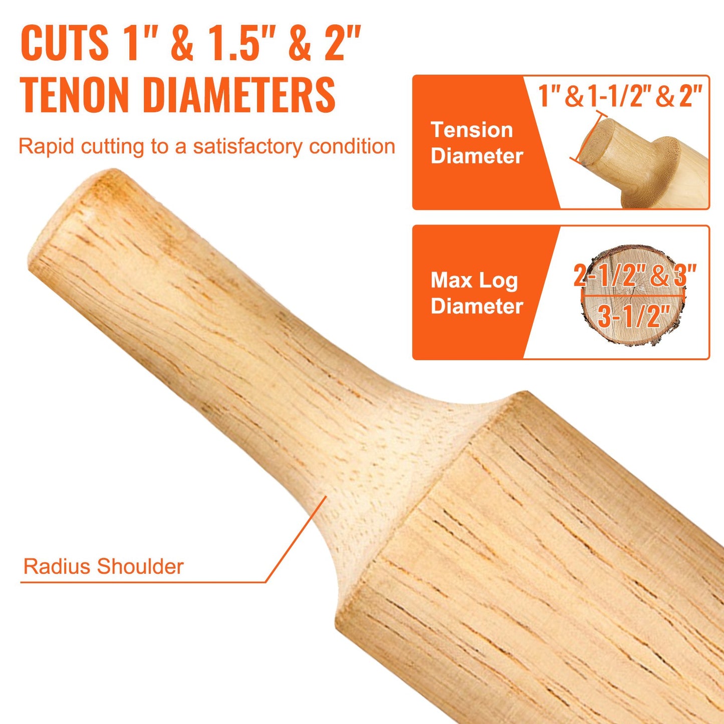Tenon Cutter, 1"/25.4mm & 1.5"/38mm & 2"/50.8mm, Premium Aluminum & Steel Log Furniture Cutter, with Dual Curved Blades & Button Screws Home Master Kit, Commercial Starter’s Tool for Home DIY
