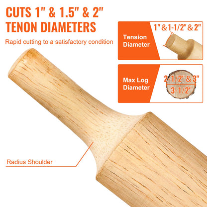 Tenon Cutter, 1"/25.4mm & 1.5"/38mm & 2"/50.8mm, Premium Aluminum & Steel Log Furniture Cutter, with Dual Curved Blades & Button Screws Home Master Kit, Commercial Starter’s Tool for Home DIY