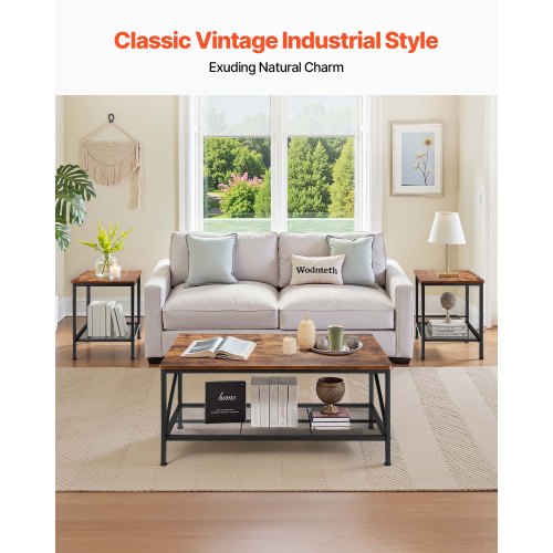 3-teiliges Wohnzimmertisch-Set 41,3 Zoll Couchtisch mit 2 Beistelltischen