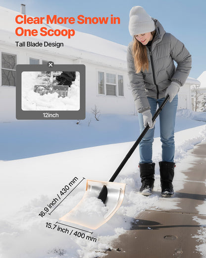 Snow Shovel for Driveway, 16 in Wide Aluminum Alloy Snow Shovel, Non Slip Grip, Large Capacity Snowplow Shovels, Detachable & Lightweight Snows Removal Tool for Garden Car Camping Outdoors