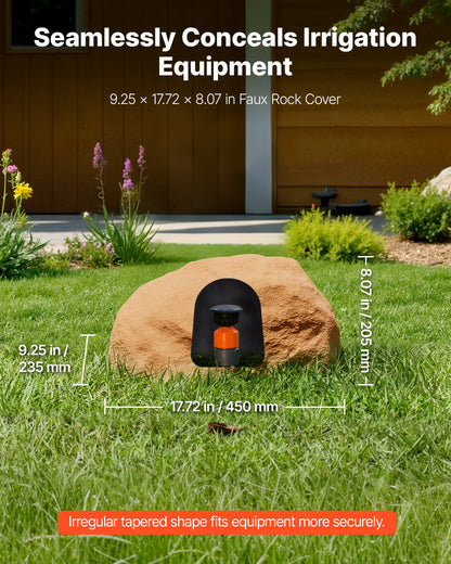 Faux Rock Cover, Outdoor Fake Rock Well Pump Cover, Realistic Natural Texture, Lightweight & Weather-Resistant Artificial Boulder for Landscaping Garden Yard Décor, Sand Yellow, Small Size