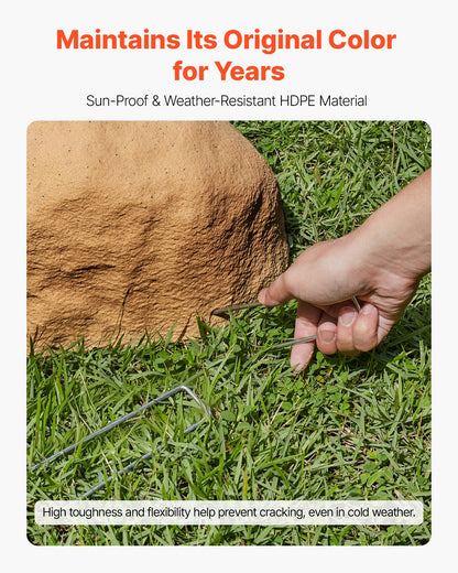 Faux Rock Cover, Outdoor Fake Rock Well Pump Cover, Realistic Natural Texture, Lightweight & Weather-Resistant Artificial Boulder for Landscaping Garden Yard Décor, Sand Yellow, Small Size