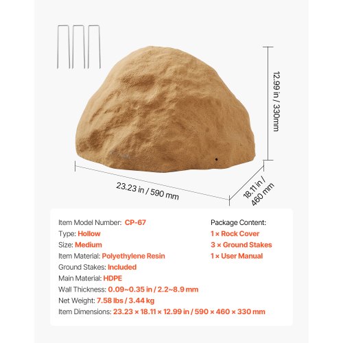Konststensskydd, Konststensskydd för Utomhusbruk, Realistisk Naturlig Textur, Lätt & Väderbeständig Konststen för Landskapsarkitektur Trädgårdsdekoration, Sandbrun, Mellanstorlek |  EU
