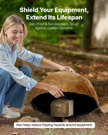 Faux Rock Cover, Outdoor Fake Rock Well Pump Cover, Realistic Natural Texture, Lightweight & Weather-Resistant Artificial Boulder for Landscaping Garden Yard Décor, Sandy Brown, Medium Size