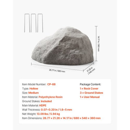Konststensskydd, Konststensskydd för Utomhusbruk, Realistisk Naturlig Textur, Lätt & Väderbeständig Konststen för Landskapsarkitektur Trädgårdsdekoration, Mörkgrå, Mellanstorlek |  EU