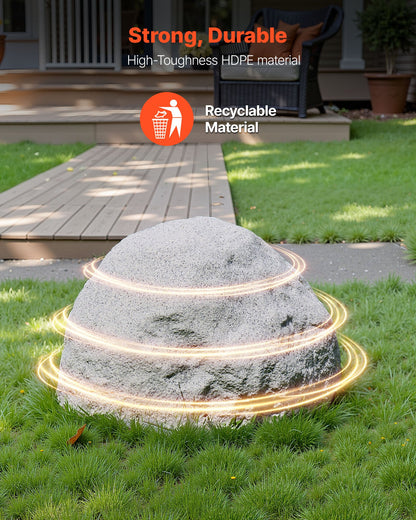 Faux Rock Cover, Outdoor Fake Rock Well Pump Cover, Realistic Natural Texture, Lightweight & Weather-Resistant Polyresin Artificial Boulder for Landscaping Garden Yard Décor, Grey, Small Size