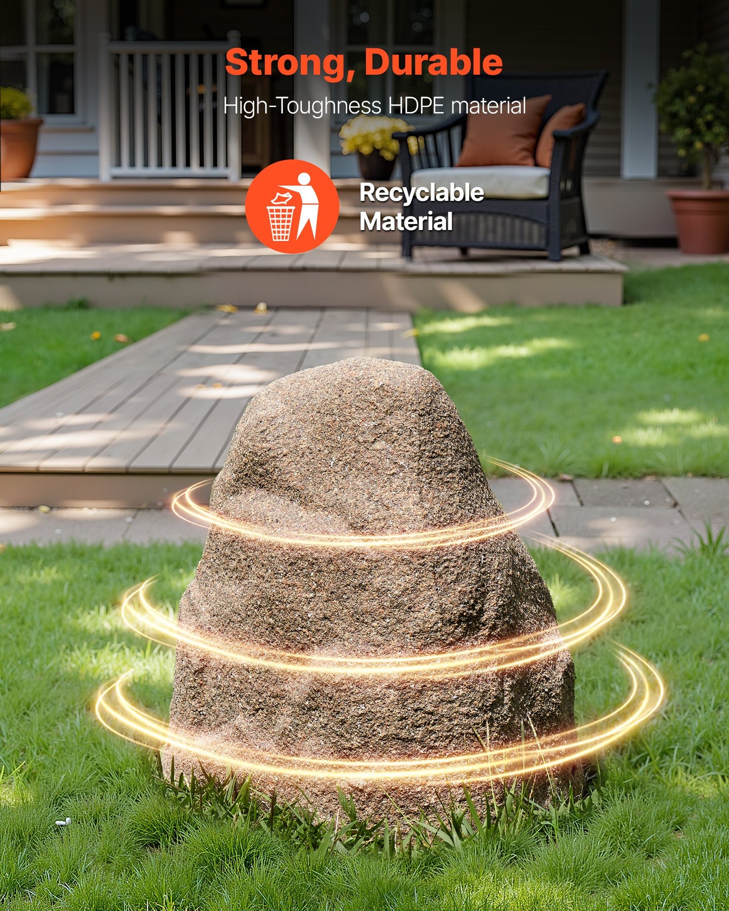 Faux Rock Cover, Outdoor Fake Rock Well Pump Cover, Realistic Natural Texture, Lightweight & Weather-Resistant Artificial Boulder for Landscaping Garden Yard Décor, Sandy Brown, Small Size