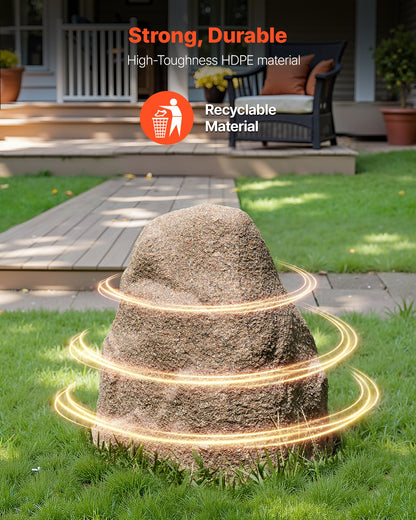 Faux Rock Cover, Outdoor Fake Rock Well Pump Cover, Realistic Natural Texture, Lightweight & Weather-Resistant Artificial Boulder for Landscaping Garden Yard Décor, Sandy Brown, Small Size