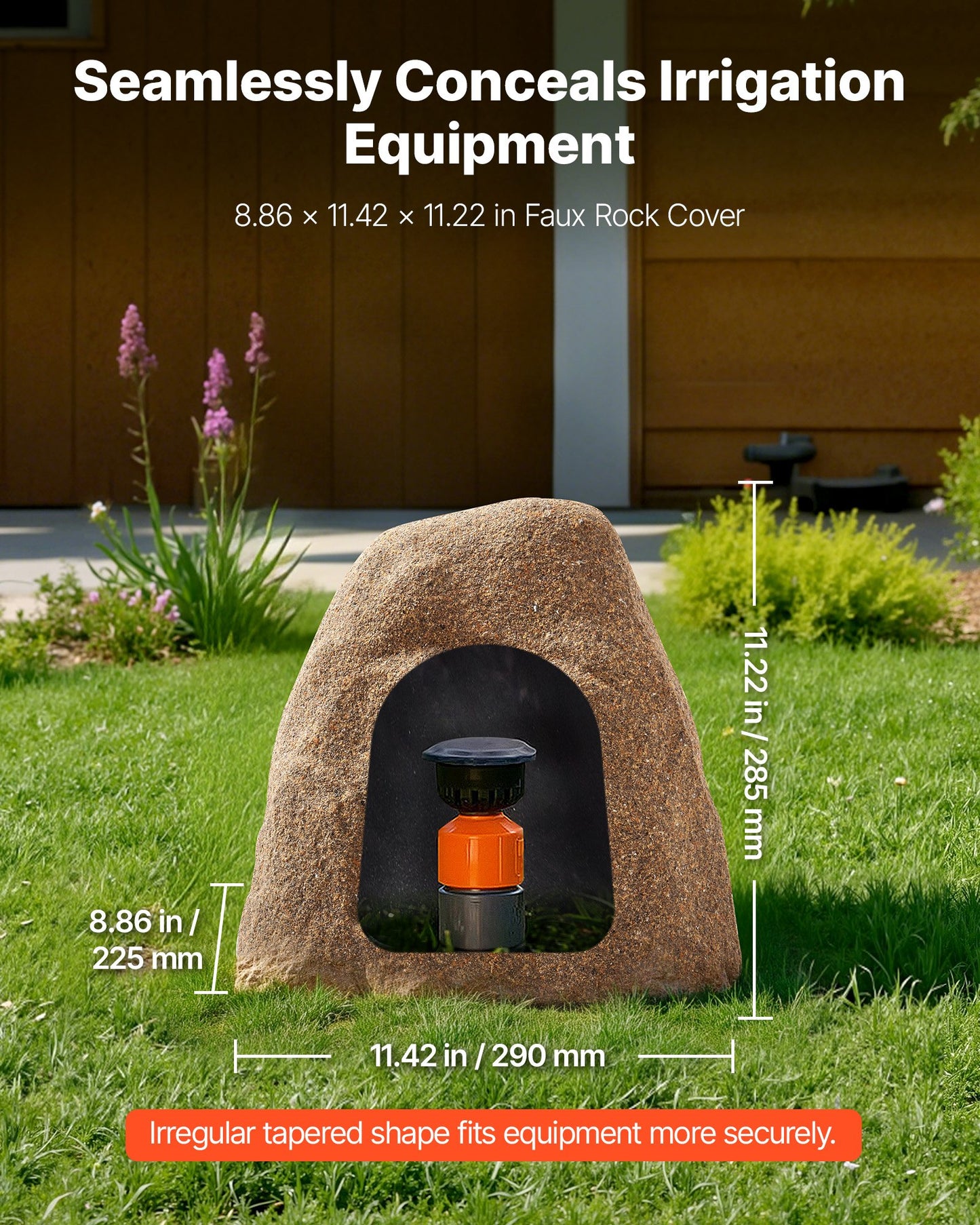 Faux Rock Cover, Outdoor Fake Rock Well Pump Cover, Realistic Natural Texture, Lightweight & Weather-Resistant Artificial Boulder for Landscaping Garden Yard Décor, Sandy Brown, Small Size