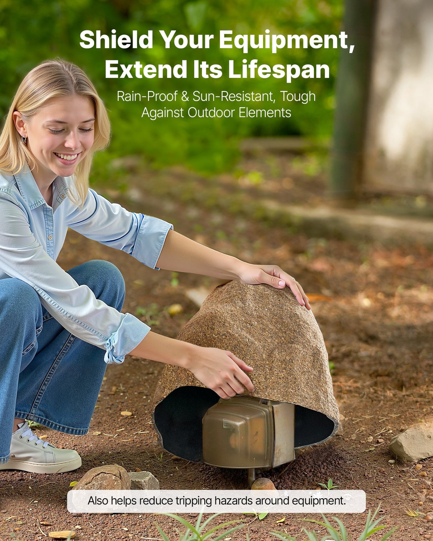 Faux Rock Cover, Outdoor Fake Rock Well Pump Cover, Realistic Natural Texture, Lightweight & Weather-Resistant Artificial Boulder for Landscaping Garden Yard Décor, Sandy Brown, Small Size