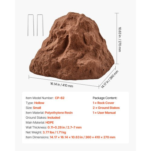 Konststensskydd, Konststensskydd för Utomhusbruk, Realistisk Naturlig Textur, Lätt & Väderbeständig Polyresin Konststen för Landskapsarkitektur Trädgårdsdekor, Brun, Liten Storlek |  EU