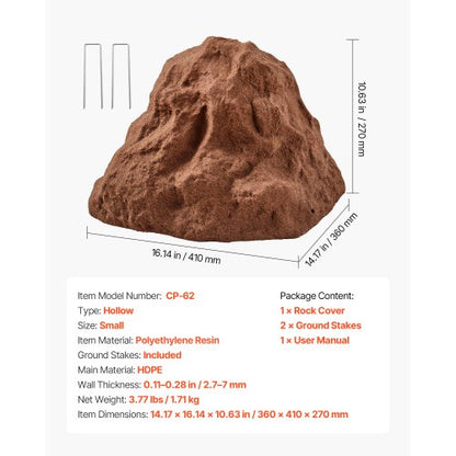 Konststensskydd, Konststensskydd för Utomhusbruk, Realistisk Naturlig Textur, Lätt & Väderbeständig Polyresin Konststen för Landskapsarkitektur Trädgårdsdekor, Brun, Liten Storlek |  EU