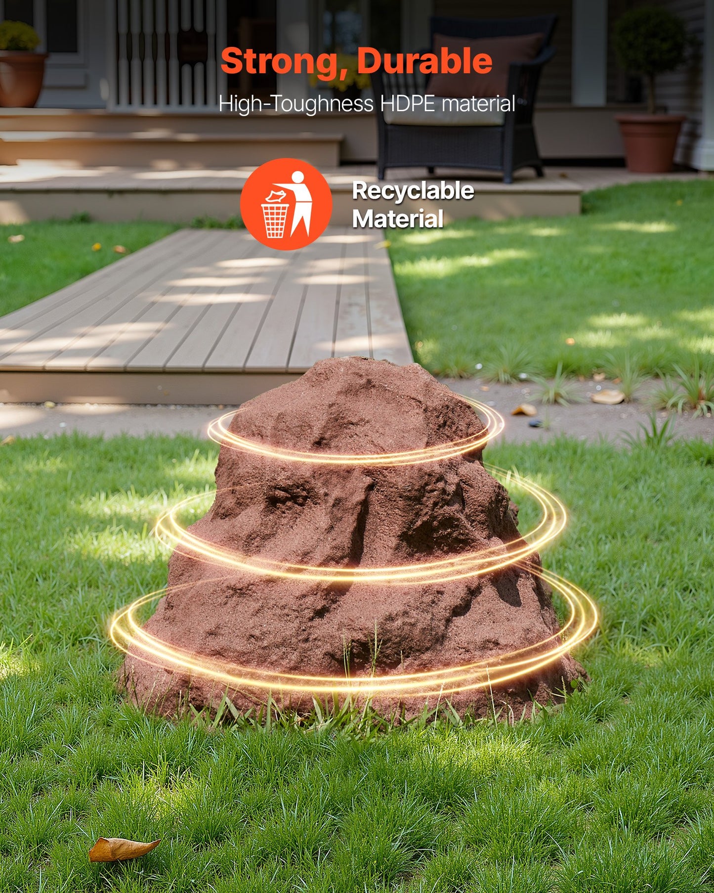 Faux Rock Cover, Outdoor Fake Rock Well Pump Cover, Realistic Natural Texture, Lightweight & Weather-Resistant Polyresin Artificial Boulder for Landscaping Garden Yard Décor, Brown, Small Size