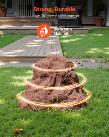 Faux Rock Cover, Outdoor Fake Rock Well Pump Cover, Realistic Natural Texture, Lightweight & Weather-Resistant Polyresin Artificial Boulder for Landscaping Garden Yard Décor, Brown, Small Size