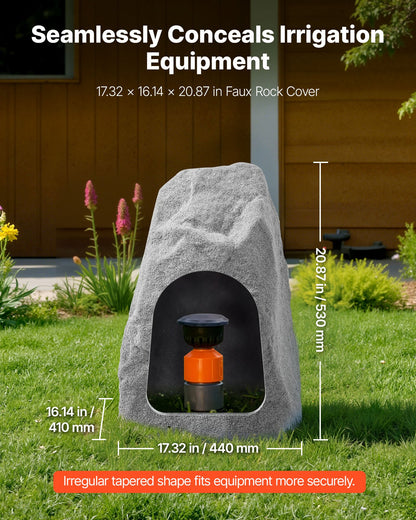 Faux Rock Cover, Outdoor Fake Landscape Rock Well Pump Cover, Realistic Appearance & Seamless Design, Lightweight & Weather-Resistant Artificial Boulder for Garden Yard Décor, Grey, Medium Size
