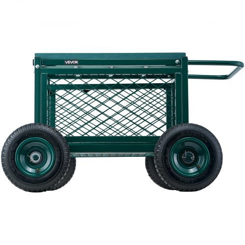 Rollbarer Gartensitz mit Rädern, 180 kg, robuster Gartenwagen mit Stauraum