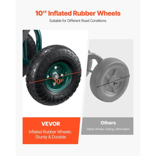 Rullande trädgårdsvagn med vridbart säte och terränghjul, verktygslåda 136 kg