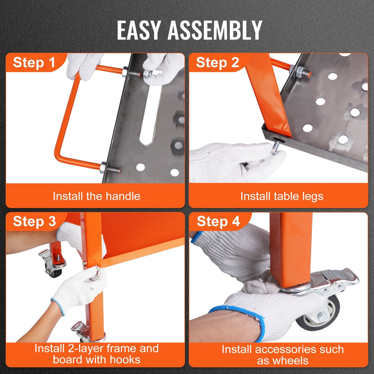 Svetsbord 36" x 18", 1200lbs Lastkapacitet Stålsvetsarbetsbänksbord på hjul, 2 lager bärbar arbetsbänk med bromshjul, 4 verktygshål, 5/8-tums fixturhål