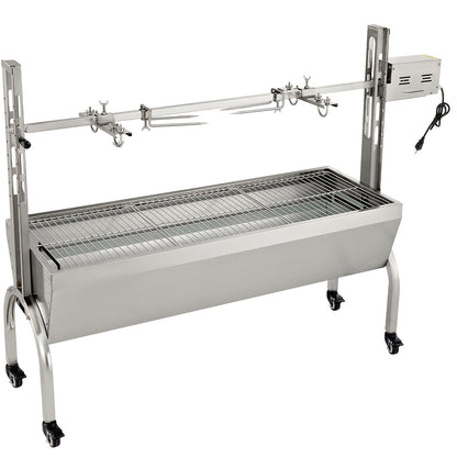 Rotisserie Grill, 132 lbs kapacitet, rostfritt stål Gris Lamm Spit Grill Stek, Steklåda med 40W motor & justerbar höjd & låsbara hjul för utomhuscamping fest lägereld grill
