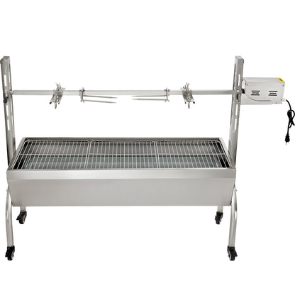 Rotisserie Grill, 132 lbs kapacitet, rostfritt stål Gris Lamm Spit Grill Stek, Steklåda med 40W motor & justerbar höjd & låsbara hjul för utomhuscamping fest lägereld grill