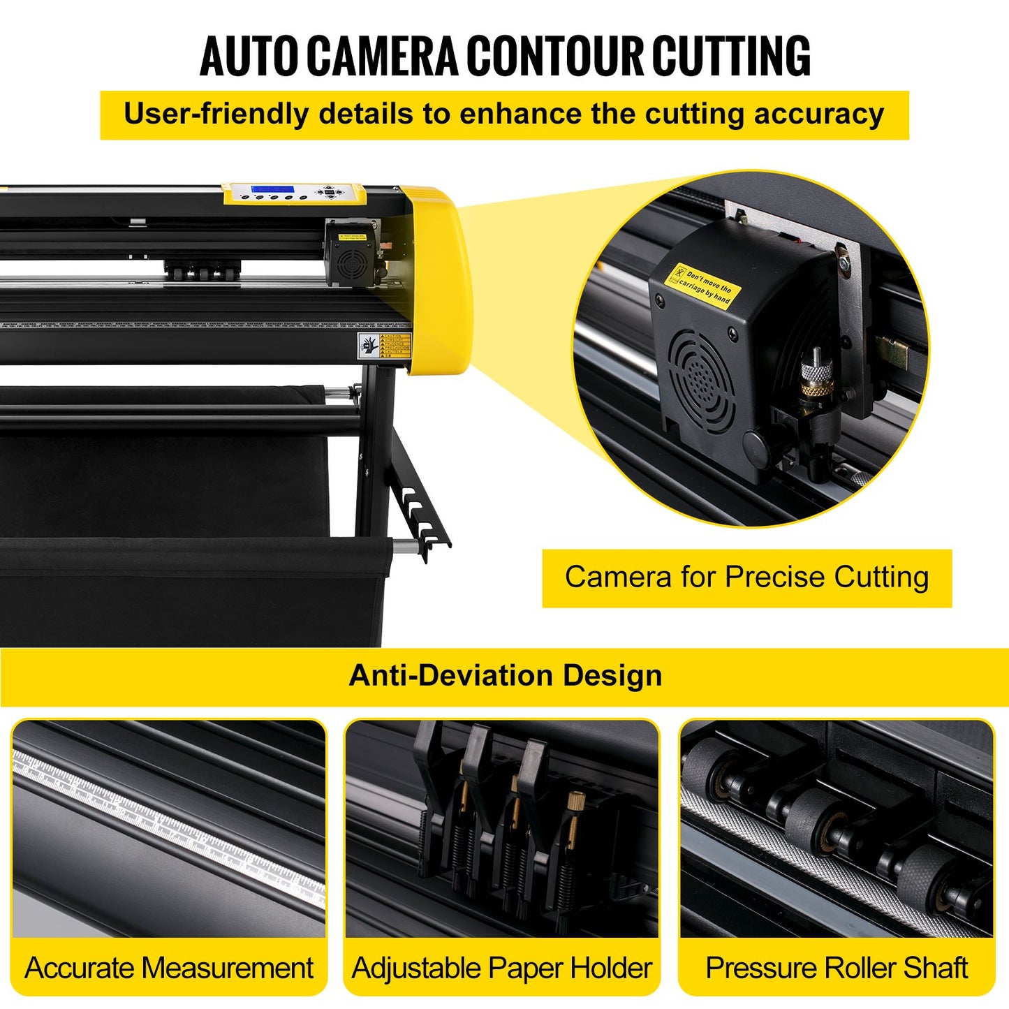 Vinyl Cutter Machine, 34 in / 870 mm Max Paper Feed Cutting Plotter, Automatic Camera Contour Cutting LCD Screen Printer with Stand Adjustable Force and Speed for Sign Making Plotter Cutter