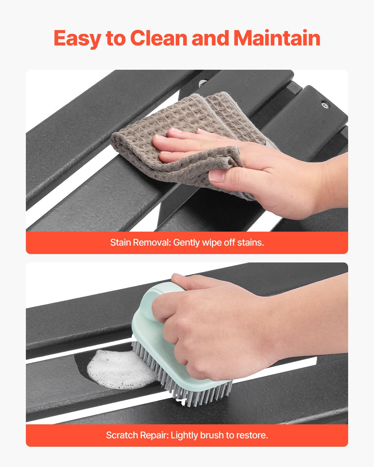 Adirondack Ottoman 18,7L x 19,7W x 13H Inch HDPE Folding Fotstöd Svart