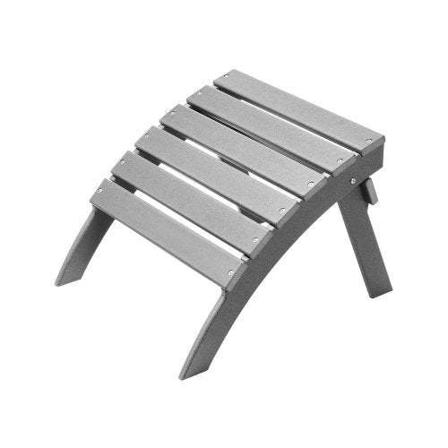 Adirondack Ottoman, 21.5L x 18.9W x 14.8H Inch HDPE Plastic Folding Adirondack Ottoman, Weather-Resistant Foot Rest for Adirondack Chair, Widely Used for Outside Porch Pool Lawn Backyard, Gray