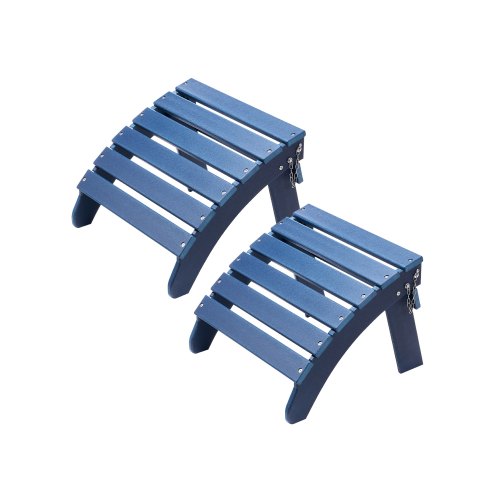 Adirondack Ottoman Set of 2, 18.7L x 18.9W x 13.8H Inch HDPE Plastic Folding Adirondack Ottoman, Weather-Resistant Foot Rest for Adirondack Chair, Used for Outside Porch Pool Lawn Backyard, Blue