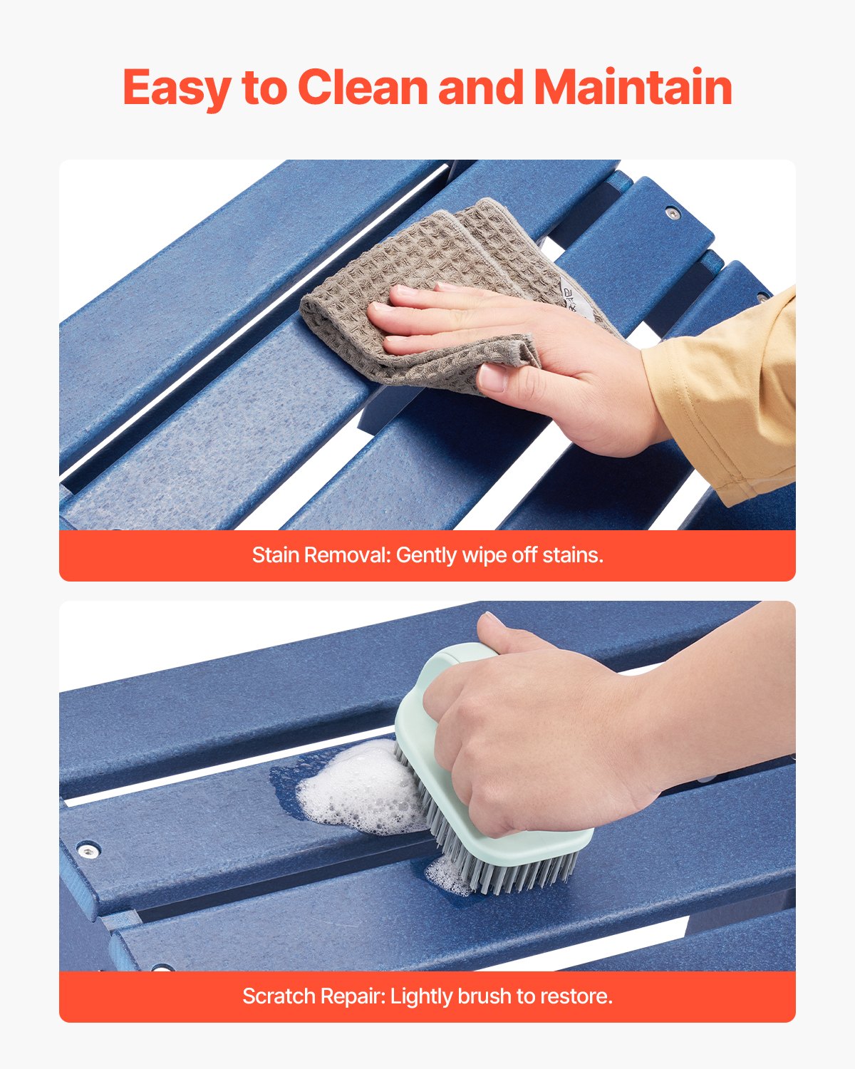 Adirondack Ottoman 2 set 18,7L x 18,9W x 13,8H tum HDPE Fotstöd Blå